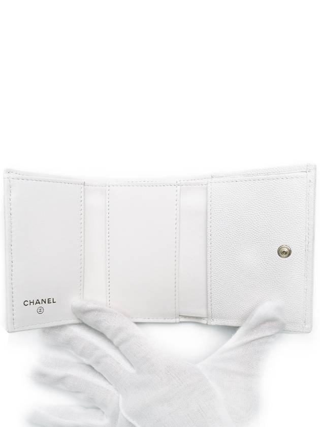 Classic 3 tier bi fold wallet white snap caviar gold plated full set - CHANEL - BALAAN 7