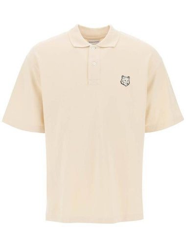 Bold Fox Head Patch Oversized Polo Shirt Beige - MAISON KITSUNE - BALAAN 1