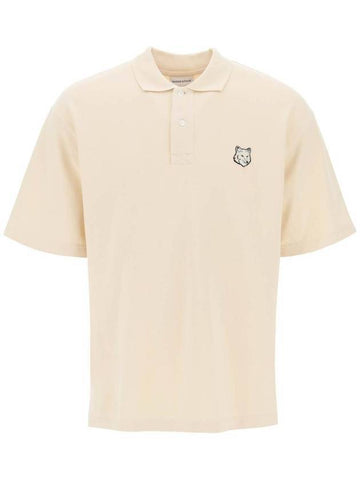 Bold Fox Head Patch Oversized Polo Shirt Beige - MAISON KITSUNE - BALAAN 1