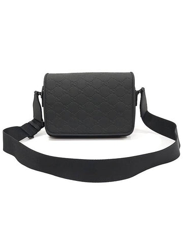 775097 Black GG Rubber Effect Leather Messenger Cross Bag - GUCCI - BALAAN 1