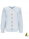 Poplin Frill Collar Shirt Blouse Heather - GANNI - BALAAN 2