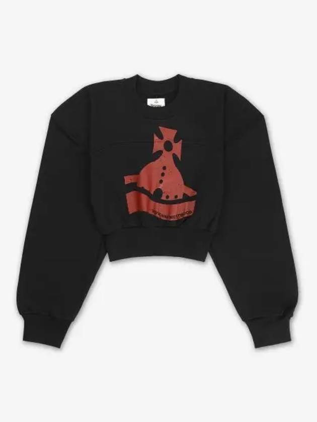 Sunken ORB Cropped Sander Sweatshirt Black - VIVIENNE WESTWOOD - BALAAN 2