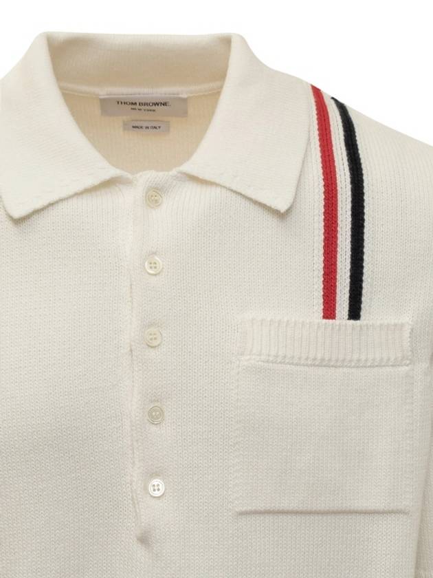 RWB Stripe Polo Shirt White - THOM BROWNE - BALAAN 4