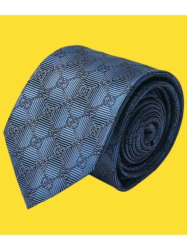 GG Pattern Slim Silk Tie Blue - GUCCI - BALAAN 9