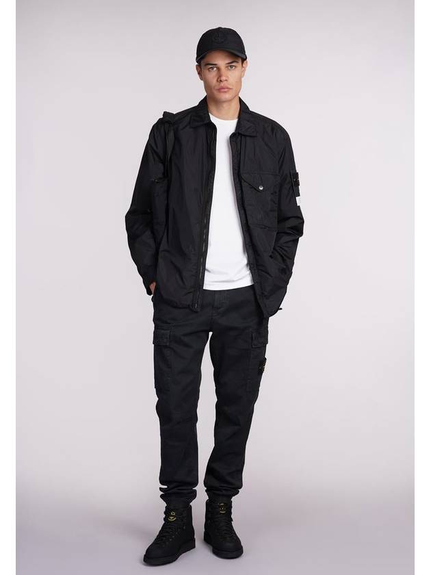 Logo Patch Zip Up Jacket Black - STONE ISLAND - BALAAN 3