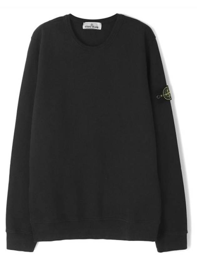 Brushed Cotton Fleece Garment Dyed Crewneck Sweatshirt Black - STONE ISLAND - BALAAN 2