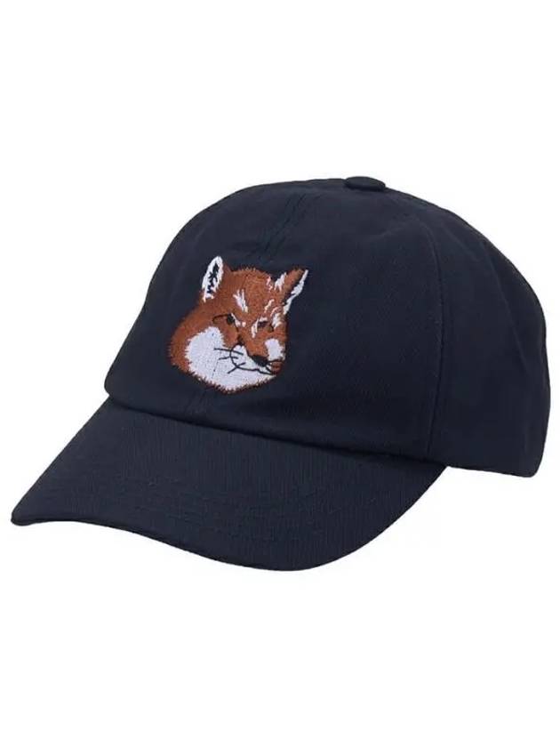 Large Fox Head Embroidered 6P Ball Cap Navy - MAISON KITSUNE - BALAAN 2