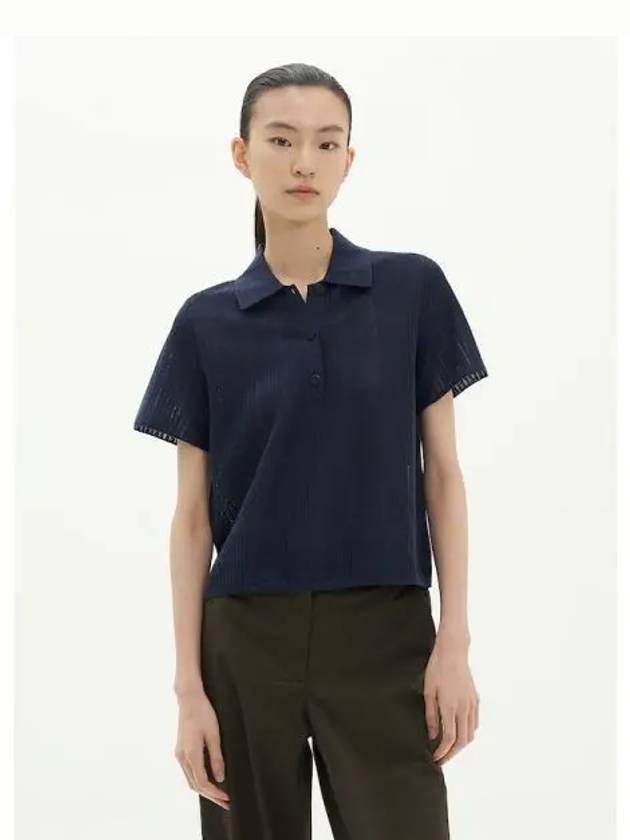 Women s Neo Sag Harbor Crop Polo T shirt Nocturne Navy Domestic Product GM0024052913099 - THEORY - BALAAN 1