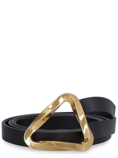 Triangle Buckle Grasp Leather Belt Black - BOTTEGA VENETA - BALAAN 2