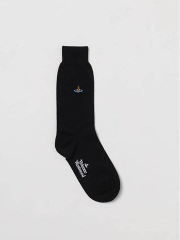 Embroidered Logo Merino Wool Socks Black - VIVIENNE WESTWOOD - BALAAN 1