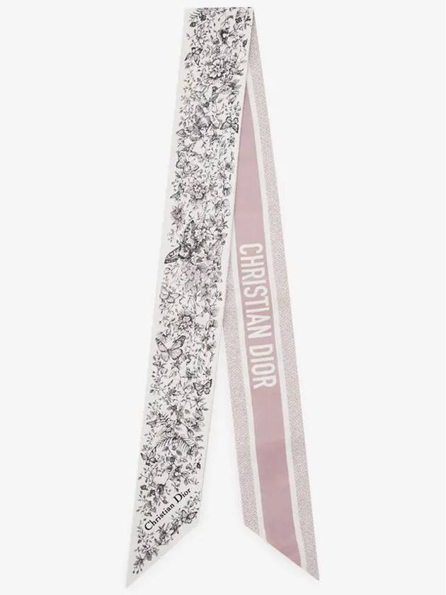 Butterfly Around The World Mitzah Scarf Silk Twill White Pastel Pink - DIOR - BALAAN 3