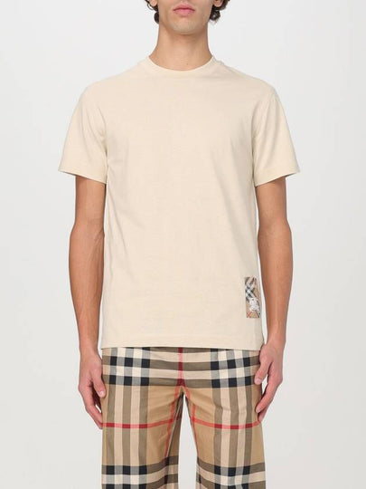 Check Label Cotton Short Sleeve T-Shirt Beige - BURBERRY - BALAAN 2