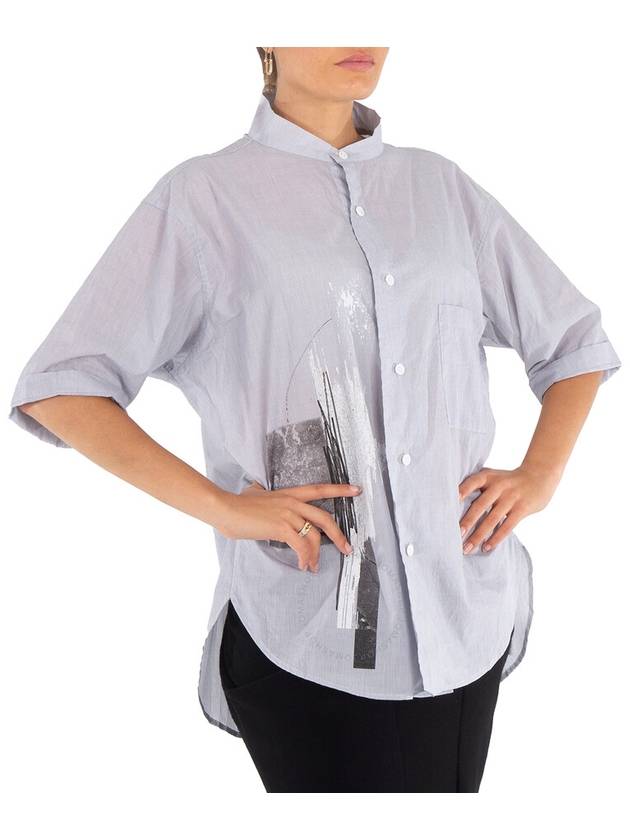 Y'S Ladies Abstract-Print U-Tuck Collar Cotton Shirt, Brand Size 2 (Small) - YOHJI YAMAMOTO - BALAAN 2