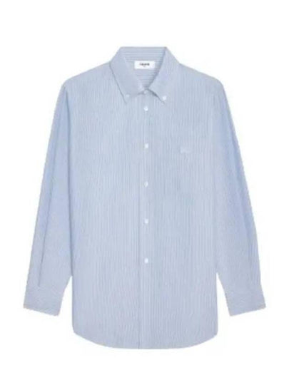 Tomboy Striped Silk Long Sleeve Shirt Light Blue - CELINE - BALAAN 2