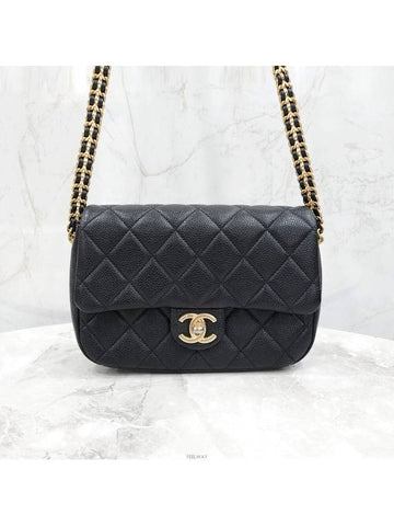 Lux You Black caviar flap small chain bag new built in chip AS2528 - CHANEL - BALAAN 1