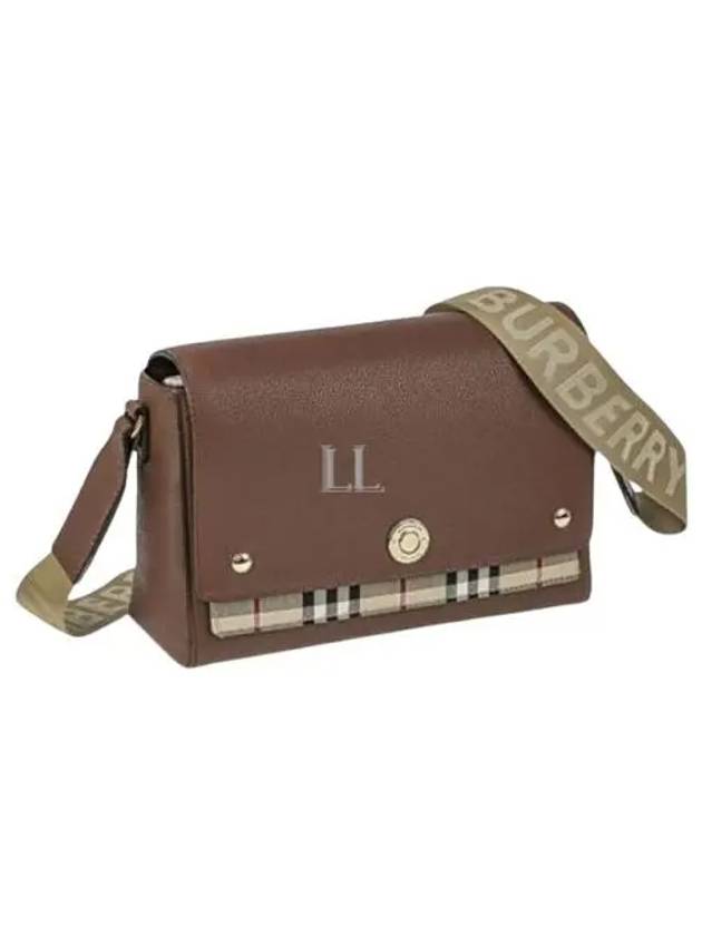 Leather and Vintage Check Note Crossbody Bag Tan - BURBERRY - BALAAN 2