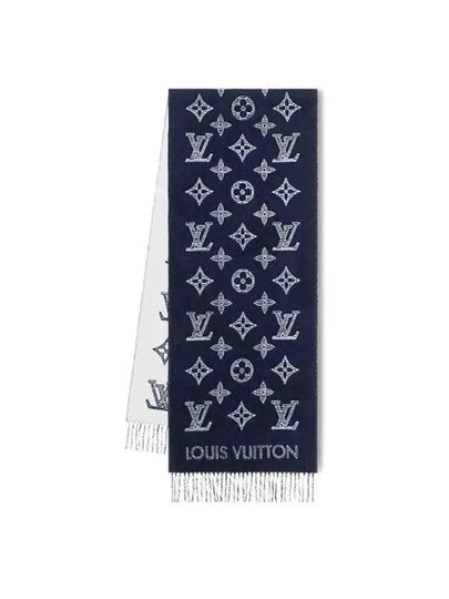 Monogram Shadow Wool Cashmere Scarf Navy - LOUIS VUITTON - BALAAN 2