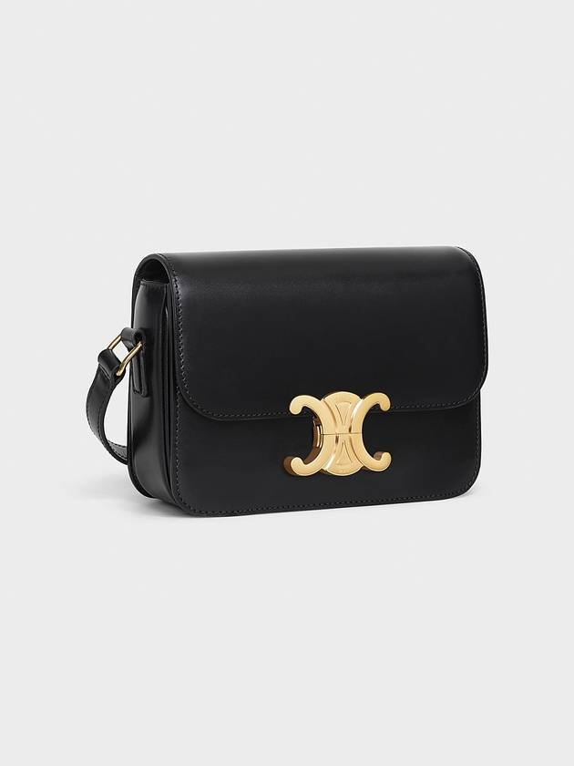 Teen Triomphe Shiny Calfskin Cross Bag Black - CELINE - BALAAN 3