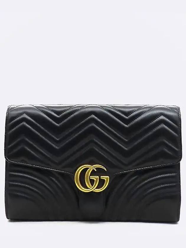 498079 Black leather GG Marmont Matelasse clutch bag - GUCCI - BALAAN 2