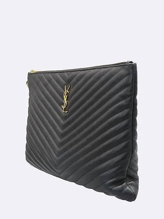 440222 Chevron quilted matelass YSL monogram clutch - SAINT LAURENT - BALAAN 3