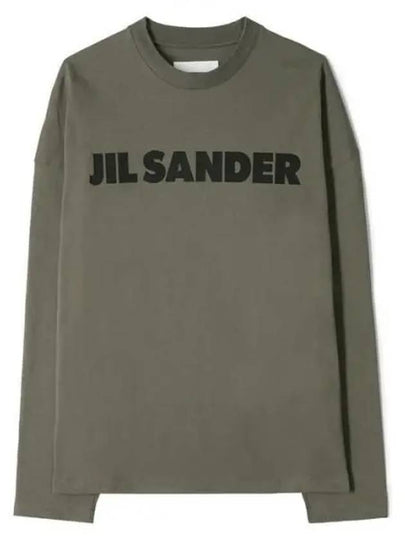 Logo Print Cotton Long Sleeve T-Shirt Dark Green - JIL SANDER - BALAAN 2