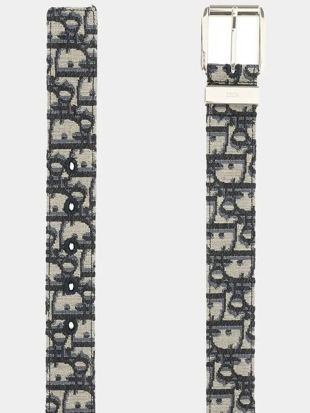 Logo Jacquard Leather Belt Black Beige - DIOR - BALAAN 3