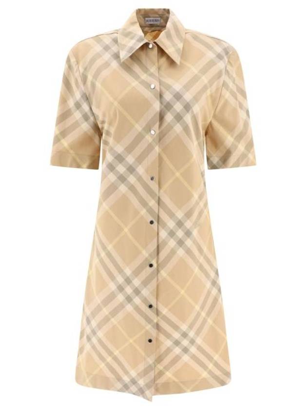 Check Cotton Midi Dress Beige - BURBERRY - BALAAN 2