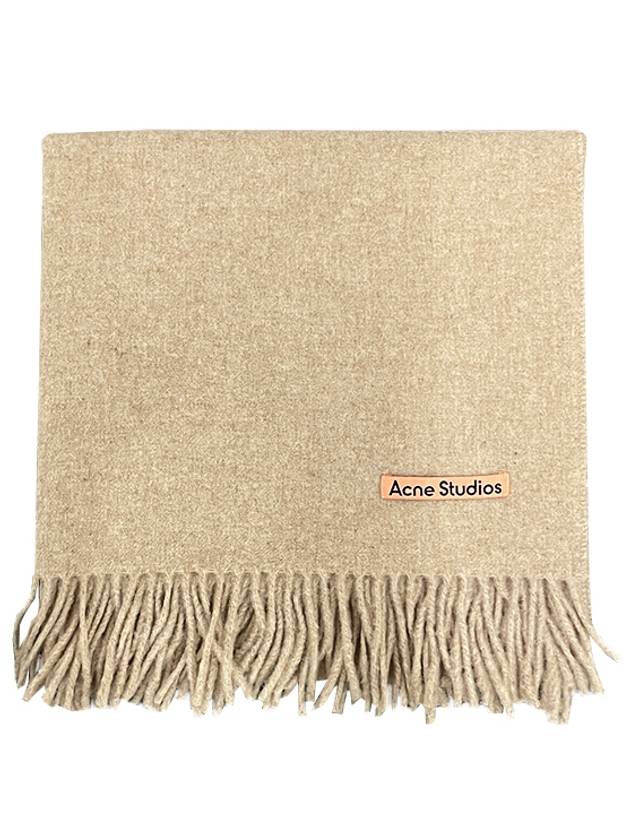 Logo Wool Fringe Scarf Oatmeal Melange - ACNE STUDIOS - BALAAN 2