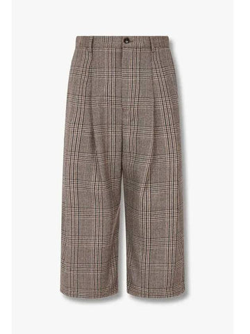 Men s Glen Check Pattern Cropped Pants Brown - EMPORIO ARMANI - BALAAN 1