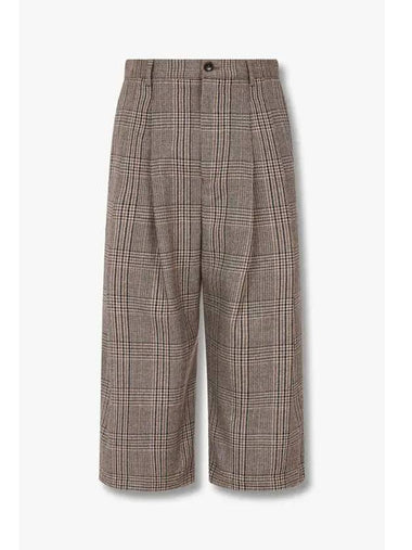 Men s Glen Check Pattern Cropped Pants Brown - EMPORIO ARMANI - BALAAN 1