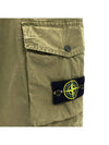 Men's Wappen Cotton Bermuda Cargo Shorts Khaki - STONE ISLAND - BALAAN 4