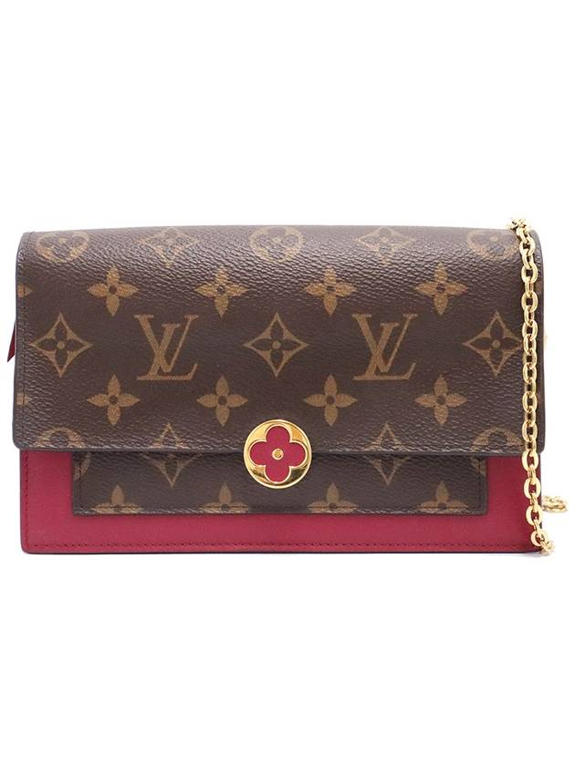 Women s Louis Vuitton M67404 Fuchsia Monogram Leather Flor Chain Wallet Crossbag gt cross bag Gangbuk used luxury goods - LOUIS VUITTON - BALAAN 2