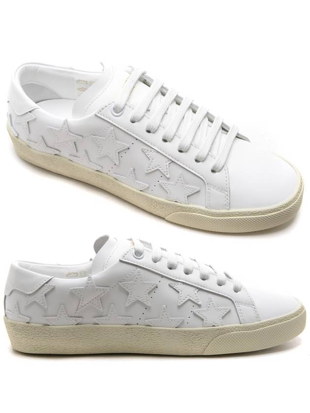 Women's Star Leather Patch Sneakers 457824_D2600_9030_17F - SAINT LAURENT - BALAAN 1