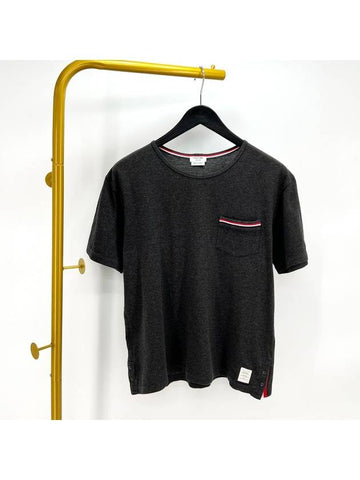 Three stripes short sleeve t shirt gray size 3 - THOM BROWNE - BALAAN 1