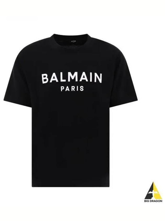 Paris Logo Organic Cotton Short Sleeve T-Shirt Black - BALMAIN - BALAAN 2