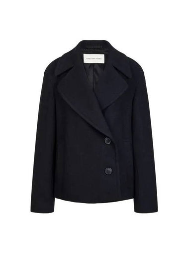 Women s Wide Lapel Wool Peacoat Navy - DRIES VAN NOTEN - BALAAN 1