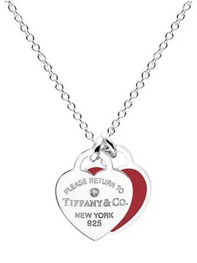 Red double heart pendant necklace silver - TIFFANY & CO. - BALAAN 1