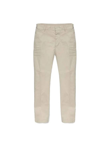 Men's Low-Rise Cotton Straight Pants Beige - DSQUARED2 - BALAAN 1