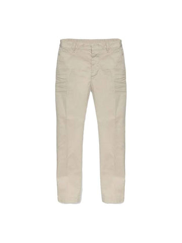 Men's Low-Rise Cotton Straight Pants Beige - DSQUARED2 - BALAAN 1