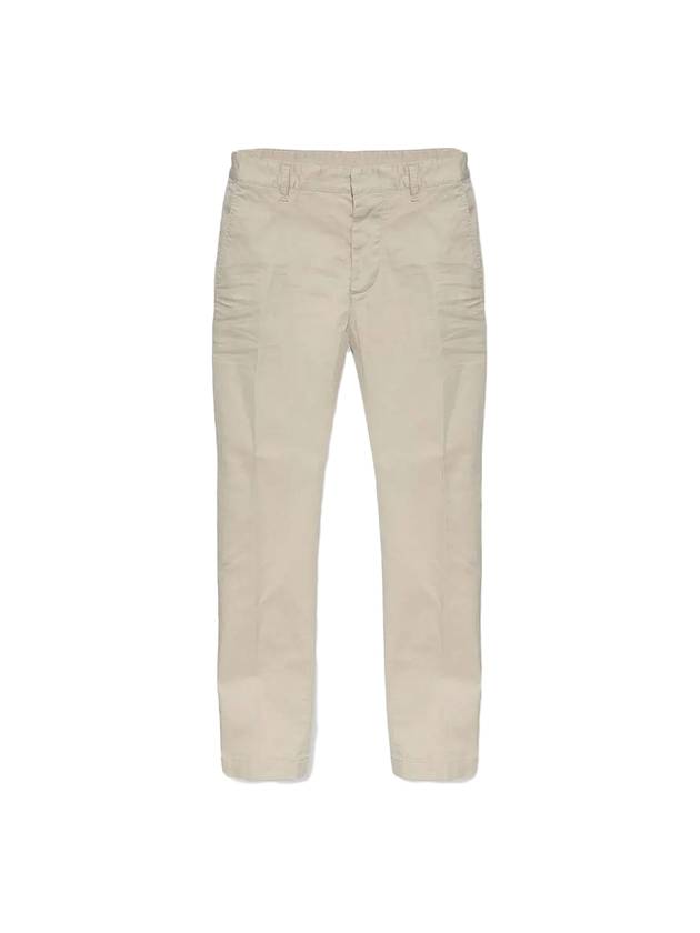 Men's Low-Rise Cotton Straight Pants Beige - DSQUARED2 - BALAAN 1