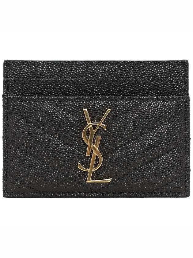 Gold Hardware Matelasse Caviar Leather Card Wallet Black - SAINT LAURENT - BALAAN 1