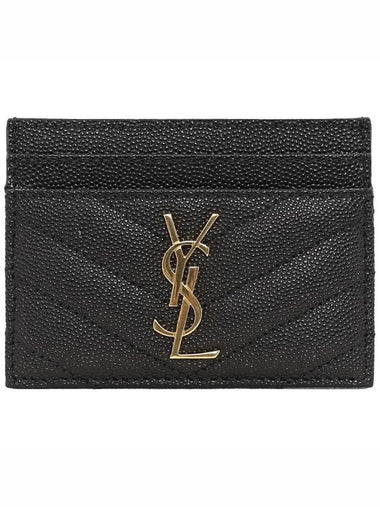 Gold Hardware Matelasse Caviar Leather Card Wallet Black - SAINT LAURENT - BALAAN 1