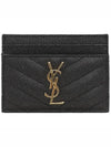 Gold Hardware Matelasse Caviar Leather Card Wallet Black - SAINT LAURENT - BALAAN 1