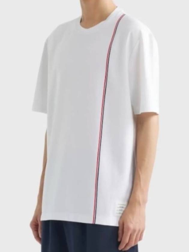 RWB Stripe Cotton Short Sleeve T-shirt White - THOM BROWNE - BALAAN 5