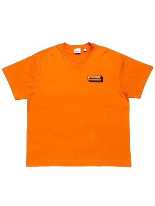 logo applique short sleeve t-shirt orange - BURBERRY - BALAAN.