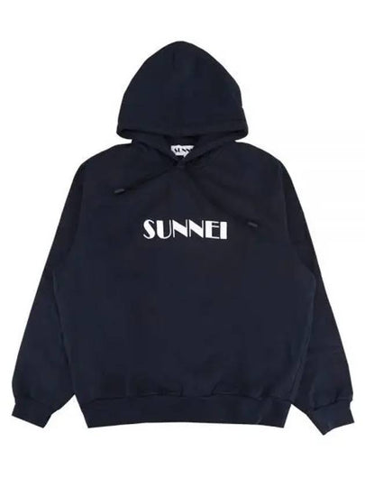 Embroidered Logo Drawstring Hoodie Dark Blue - SUNNEI - BALAAN 2