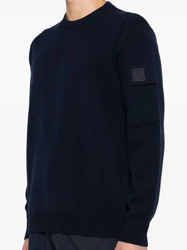 Merino Wool Crew Neck Knit Top Navy - CP COMPANY - BALAAN 4