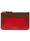 Color Block Zipper Card Wallet Red - MARNI - BALAAN 3