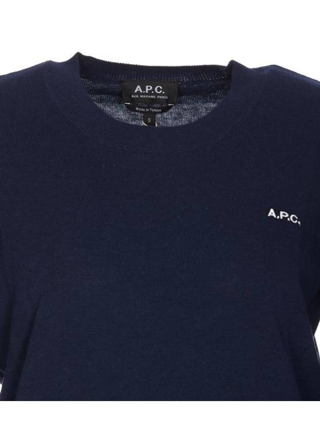 Embroidered Logo Knit Top Navy - A.P.C. - BALAAN 5