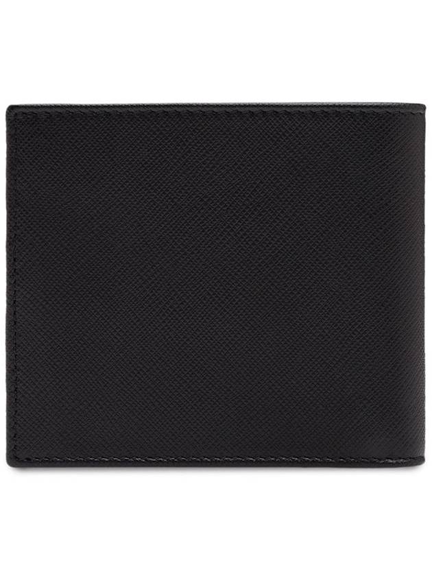 Triangle Logo Saffiano Half Wallet Black - PRADA - BALAAN 4